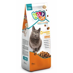 Hop Life Adult полнорационный сухой корм для кошек с курицей - 15 кг