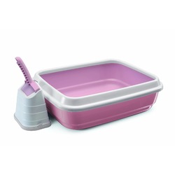 Туалет Imac Duoдля кошек с бортом и совком пепельно-розовый - 49х40х16 см