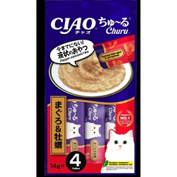 Inaba Ciao Churu лакомство-пюре для кошек с тунцом, магуро и устрицей - 14 г, 4 шт