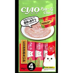 Inaba Ciao Churu лакомство-пюре для взрослых кошек с куриным филе и кальмаром - 14 г х 4 шт