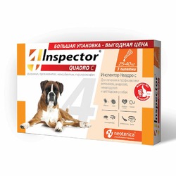Inspector Quadro капли для собак 25-40 кг от блох, клещей и гельминтов - 3 пипетки
