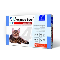 Inspector Quadro капли для кошек весом 1-4 кг от внешних и внутренних паразитов - 1 пипетка