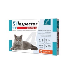 Inspector Quadro капли для кошек весом 4-8 кг от внешних и внутренних паразитов - 1 пипетка