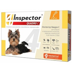 Inspector Quadro капли для собак весом 1-4 кг от внешних и внутренних паразитов - 1 пипетка