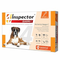 Inspector Quadro капли для собак весом 25-40 кг от внешних и внутренних паразитов  - 1 пипетка