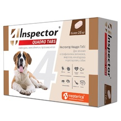 Inspector Quadro Tabs таблетки для собак весом более 16 кг от внешних и внутренних паразитов - 4 таблетки