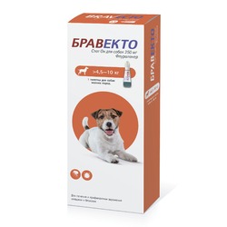 Intervet Бравекто капли от блох и клещей для собак массой от 4,5 до 10 кг