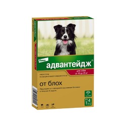 Elanco Адвантейдж капли на холку от блох для собак весом от 10 до 25 кг - 4 пипетки