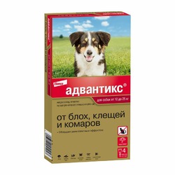 Elanco Адвантикс капли от блох, клещей и комаров для собак весом от 10 до 25 кг - 4 пипетки