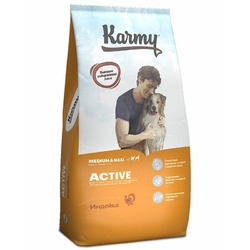 Karmy Active Medium & Maxi полнорационный сухой корм для собак средних и крупных пород при высоких физических нагрузках, с индейкой - 14 кг