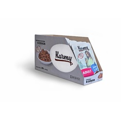 Karmy Adult полнорационный влажный корм для кошек старше 1 года с лососем, кусочки в соусе, в паучах - 80 г
