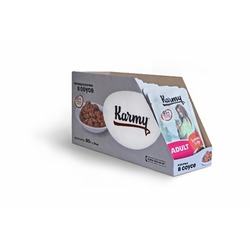 Karmy Adult полнорационный влажный корм для кошек старше 1 года с телятиной, кусочки в соусе, в паучах - 80 г