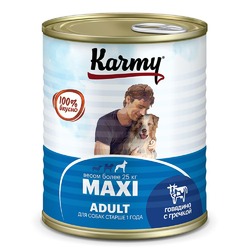 Karmy Maxi Adult влажный корм для собак крупных пород, с говядиной и гречкой, консервы - 850 г