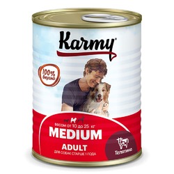 Karmy Medium Adult влажный корм для собак средних пород, с телятиной, консервы - 340 г