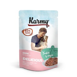 Влажный корм Karmy Mini Sensitive для привередливых собак мелких пород с уткой мясные кусочки в соусе - 80 г