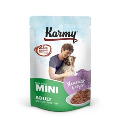 Влажный корм Karmy Mini Adult для собак мелких пород с ягненком мясные кусочки в соусе - 80 г