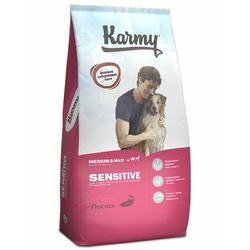 Karmy Sensitive Medium & Maxi полнорационный сухой корм для собак средних и крупных пород с чувствительным пищеварением, с лососем - 14 кг