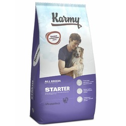 Karmy Starter полнорационный сухой корм для щенков с момента отъема до 4 месяцев, беременных и кормящих сук, с индейкой - 14 кг