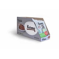 Karmy Sterilized полнорационный влажный корм для стерилизованных кошек и кастрированных котов старше 1 года, с телятиной, кусочки в соусе, в паучах - 80 г