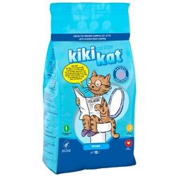 KikiKat для кошек, бентонитовый наполнитель, супер-белый комкующийся - 10 л.