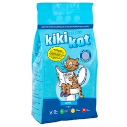 KikiKat для кошек, бентонитовый наполнитель, супер-белый комкующийся - 5 л.
