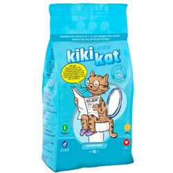 KikiKat для кошек, бентонитовый наполнитель, супер-белый комкующийся, с ароматом "Горная свежесть" - 10 л.