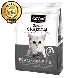 Kit Cat Zeolite Charcoal Frangrance Free цеолитовый комкующийся наполнитель - 4 кг