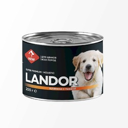 Landor полнорационный влажный корм для щенков, паштет с телятиной и тыквой, в консервах - 200 г