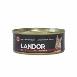 Landor полнорационный влажный корм для кошек, паштет с уткой и брусникой, в консервах - 100 г