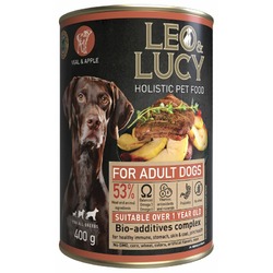 Leo&Lucy влажный полнорационный корм для собак, с телятиной, яблоком и биодобавками, в паштете, в консервах - 400 г