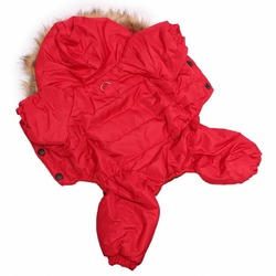 Lion Winter комбинезон LP013 для собак мелких пород, унисекс, зимний, красный - XS (спина 20 см)