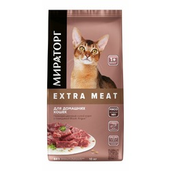 Мираторг Extra Meat полнорационный сухой корм для домашних кошек старше 1 года, с говядиной black angus