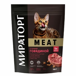 Мираторг Meat полнорационный сухой корм для кошек старше 1 года, с сочной говядиной - 750 г