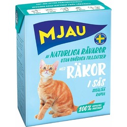 Mjau полнорационный влажный корм для кошек, с креветками, кусочки в соусе, тетра пак, 370 г