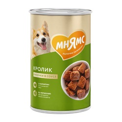 Мнямс Фитнес полнорационный влажный корм для собак, с кроликом, кусочки в соусе, в консервах - 400 г