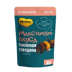 Мнямс Максимум вкуса полнорационный влажный корм для собак, с томленой говядиной, кусочки в соусе, в паучах - 85 г