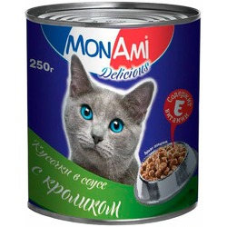 MonAmi влажный корм для кошек, с кроликом, кусочки в соусе, в консервах - 250 г
