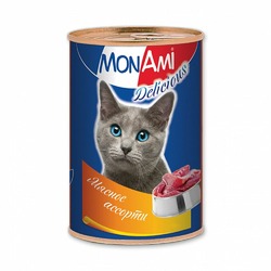 MonAmi влажный корм для кошек, фарш из мясного ассорти, в консервах - 350 г