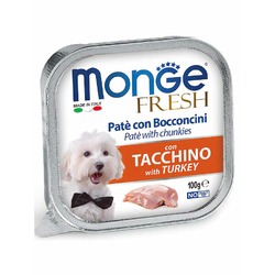Monge Dog Fresh полнорационный влажный корм для собак, с индейкой, кусочки в паштете, в ламистерах - 100 г