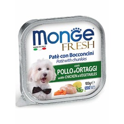 Monge Dog Fresh полнорационный влажный корм для собак, с курицей и овощами, кусочки в паштете, в ламистерах - 100 г