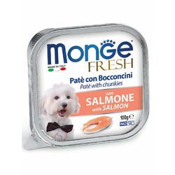 Monge Dog Fresh полнорационный влажный корм для собак, с лососем, кусочки в паштете, в ламистерах - 100 г