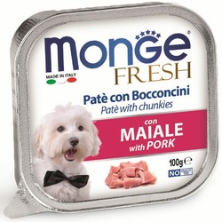 Monge Dog Fresh полнорационный влажный корм для собак, со свининой, кусочки в паштете, в ламистерах - 100 г