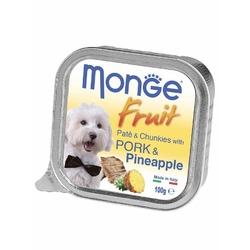 Monge Dog Fruit полнорационный влажный корм для собак, со свининой и ананасом, кусочки в паштете, в ламистерах - 100 г