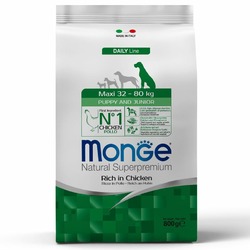 Monge Dog Daily Line Maxi полнорационный сухой корм для щенков и юниоров крупных пород, с курицей и рисом - 800 г