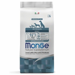 Monge Dog Speciality Line Monoprotein полнорационный сухой корм для собак, с форелью, рисом и картофелем - 2,5 кг