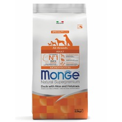 Monge Dog Speciality Line Monoprotein полнорационный сухой для собак, с уткой, рисом и картофелем - 2,5 кг
