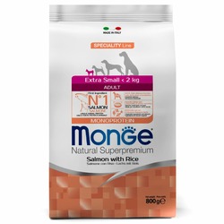 Monge Dog Speciality Line Monoprotein Extra Small полнорационный сухой корм для собак миниатюрных пород, с лососем и рисом - 800 г