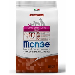 Monge Dog Speciality Extra Small полнорационный сухой корм для собак миниатюрных пород, с ягненком, рисом и картофелем - 800 г