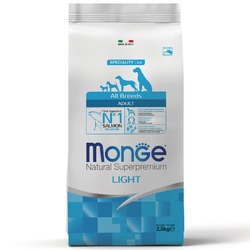 Monge Dog Speciality Light сухой корм для взрослых собак всех пород при избыточном весе с лососем и рисом 2,5 кг