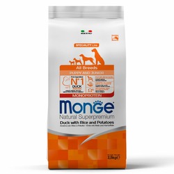 Monge Dog Speciality Line Monoprotein полнорационный сухой корм для щенков, с уткой, рисом и картофелем - 2,5 кг